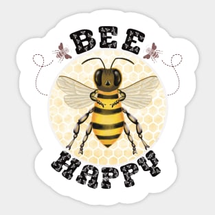 Bee Happy Honey Bee Sticker